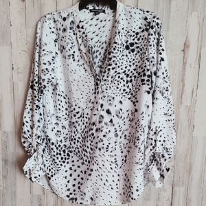 Elegant Monochrome Spotted Blouse